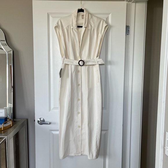 asos white denim dress ASOS DESIGN denim mini dress with cut out knot detail in white